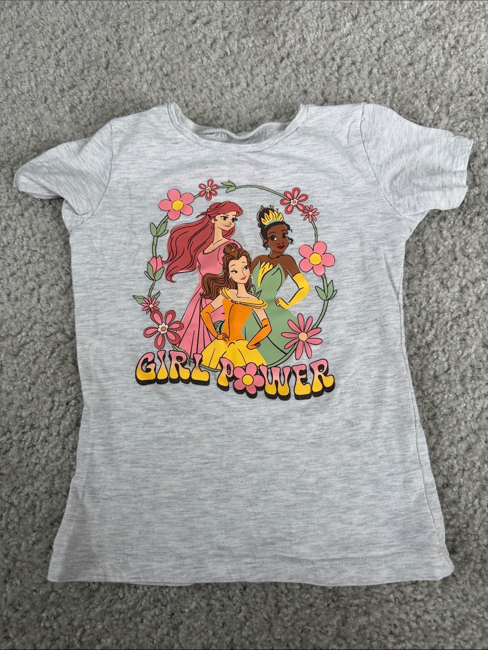 Disney Gray Princess 'Girl Power' Short Sleeve Tee with Pink & Yellow Accents